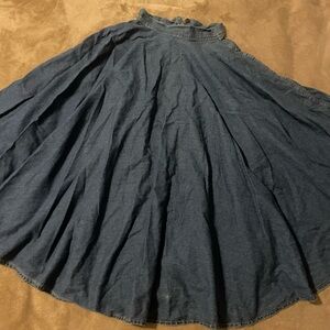 Casual Blue A-Line Denim Skirt